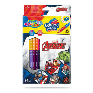 Pastelky trojhranné, oboustranné Avengers - 24 barev, s ořez