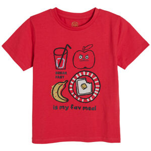 Bavlněné tričko s krátkým rukávem a potiskem- červené - 92 RED