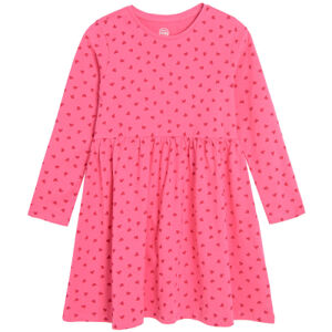 Srdíčkové šaty s dlouhým rukávem- růžové - 92 PINK