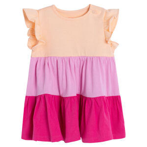 Dívčí šaty s krátkým rukávem- růžové - 62 PINK