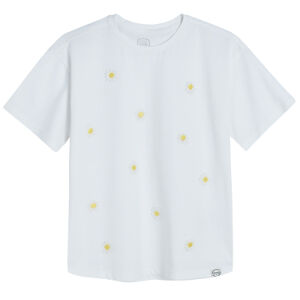 Tričko s krátkým rukávem a aplikací- bílé - 134 WHITE