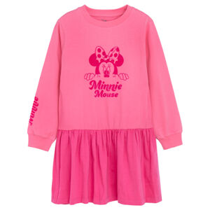 Šaty s dlouhým rukávem a trpytivým nápisem Minnie- růžové - 98 PINK