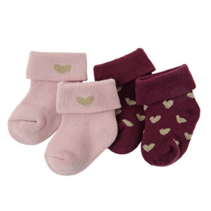 Ponožky se srdíčky 2 ks- růžové - 22_24 MIX