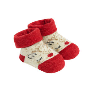 Kojenecké vánoční ponožky- červené - 0-3 MONTHS CREAMY