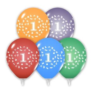 Balóny 30 cm s číslem 1 - 5 ks