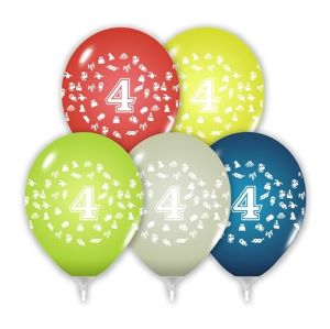 Balóny 30 cm s číslem 4 - 5 ks