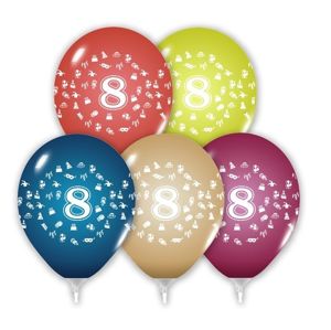 Balóny 30 cm s číslem 8 - 5 ks