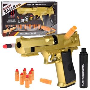 Dětská pistole na pěnové náboje s tlumičem - zlatá