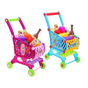 Dětský nákupní vozík s potravinami - růžová