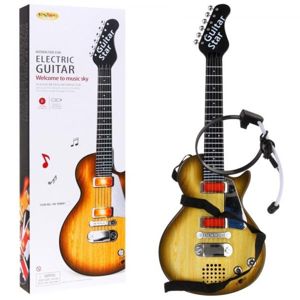 Elektrická rocková kytara ve farbě dřeva - světla