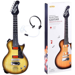 Elektrická rocková kytara ve farbě dřeva