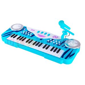 Elektronický klavír s mikrofonem modrý
