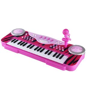 Elektronický klavír s mikrofonem růžový