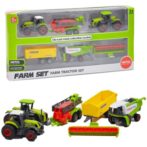 Farmářský set - traktory s vlečkami a kombajnem