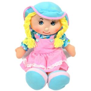 Látková panenka v kloboučku 39 cm