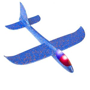 Letadlo polystyrenové 2LED 48 cm - modrá