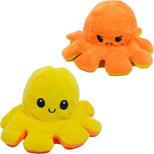 Plyšová oboustranná chobotnice oranžovo žlutá