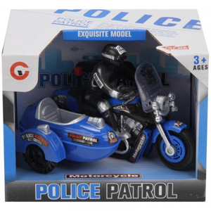 Policejní motorka s jezdcem a postranním vozíkem - červená