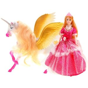 Princezna + jednorožec Pegas - růžová + koník se žlutohnědá křídly