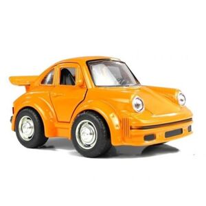 Retro osobní kovové auto se zvukem - Porsche - oranžová