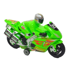 Sportovní motorka s jezdcem - zelená