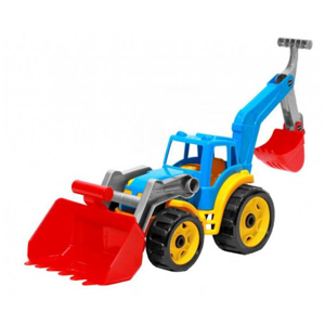 Traktor nakladač + bagr - modrá