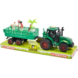 Traktor s vlečkou a zvířátky - červená