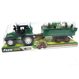 Traktor s vlečkou a pandami - zelená