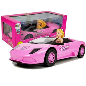 Velký růžový sportovní kabriolet s panenkou