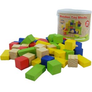 Wooden Toy Blocks kostky barevné 50 ks