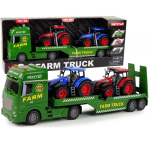 Zelený kamion Farm s traktory